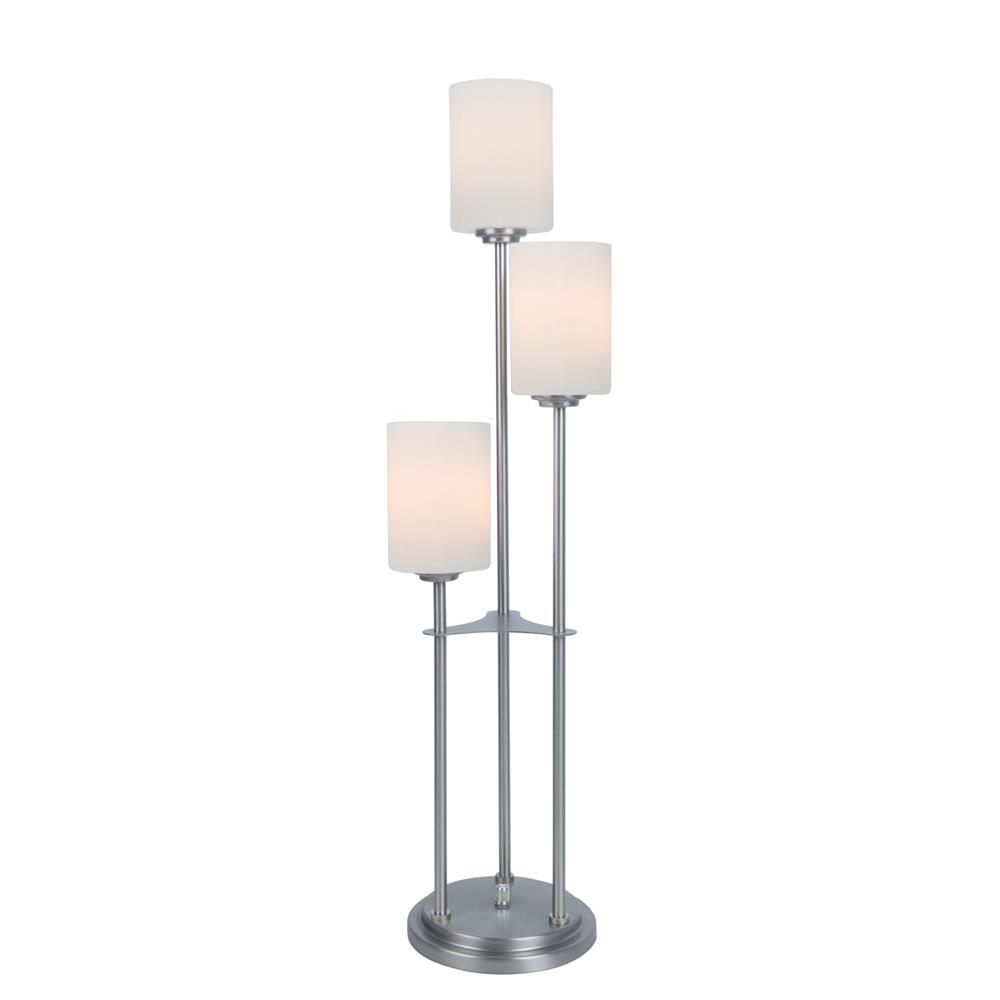Lite Source LSF-20700BN 3-lite Table Lamp,  Brushed Nickel/frost Glass